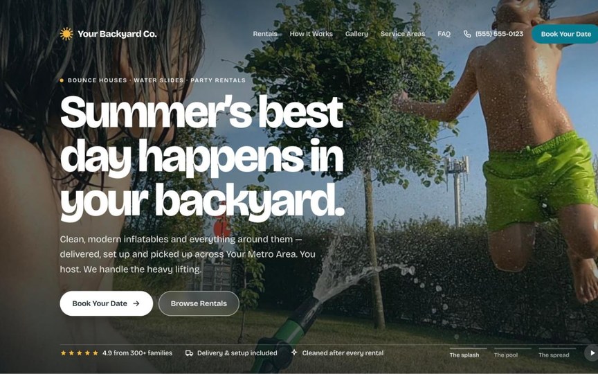 Backyard Summer — party rental website design by digital deli counter