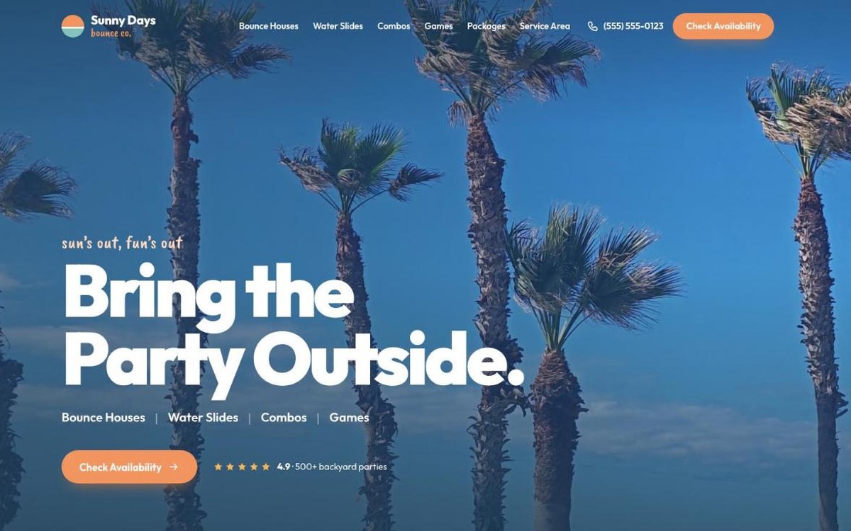 California Style — party rental website design by digital deli counter