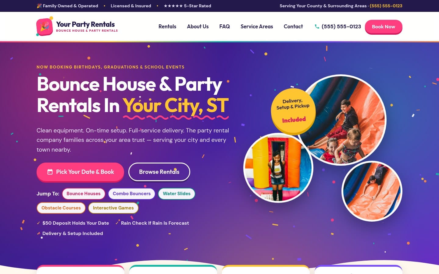 Fun Festive — party rental website design by digital deli counter