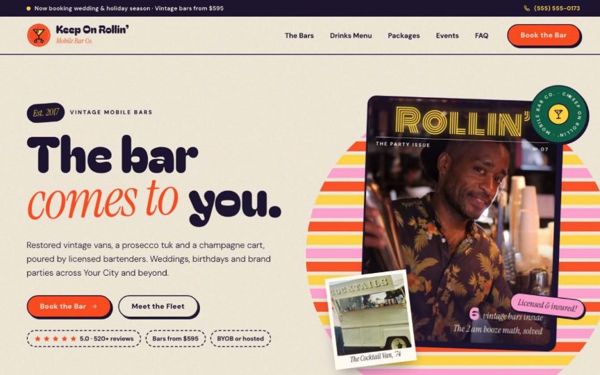 Keep On Rollin — party rental website design by digital deli counter