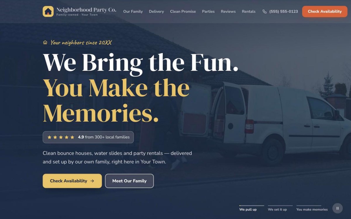 Neighborhood Party — party rental website design by digital deli counter